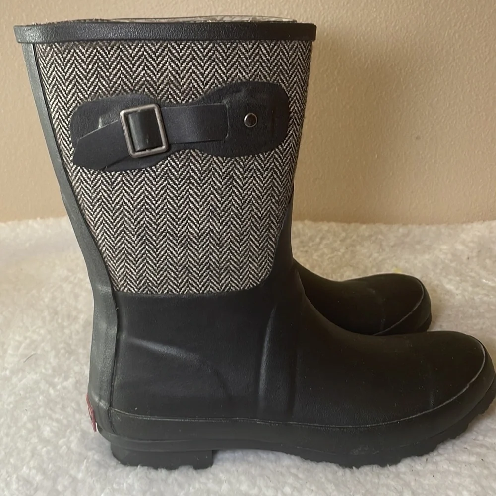 CHOOKA Classic Mid Calf Racer Herringbone Rain Boot Size 9